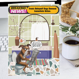 すぐにトイレに座った不機嫌感じな犬が良い カード