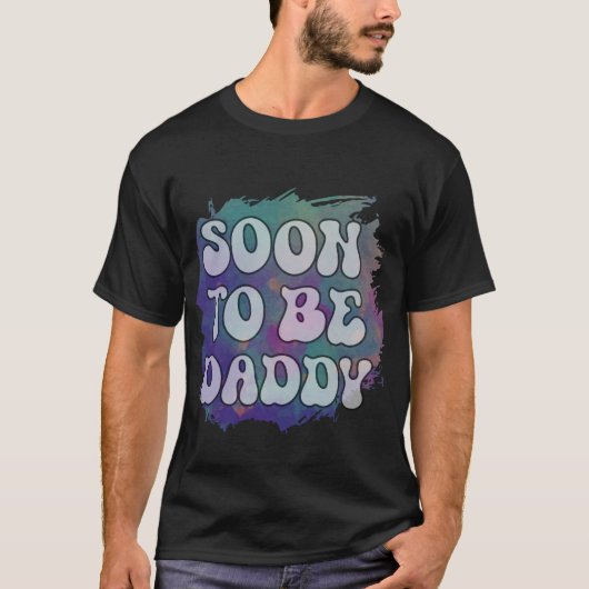 すぐにパパ新おもしろいしい妊娠のお知らせ Tシャツ (正面)