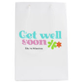 すぐにパーソナライズされたメッセージフローラ白 ミディアムペーパーバッグ (正面)