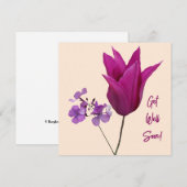 すぐにピンクチューリップかわいらしパープルフローラおもしろいを取得 シーズンカード (正面/裏面)