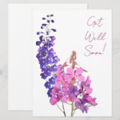 すぐにピンク色の紫かわいらし色のフローラシンプルおもしろいを取得 シーズンカード (正面/裏面)