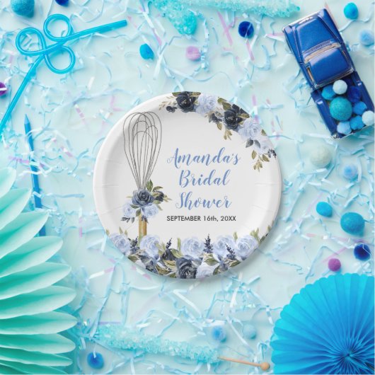 すぐにブライダルシャワー海軍遠くにの花を泡立てる ペーパープレート (パーティー)