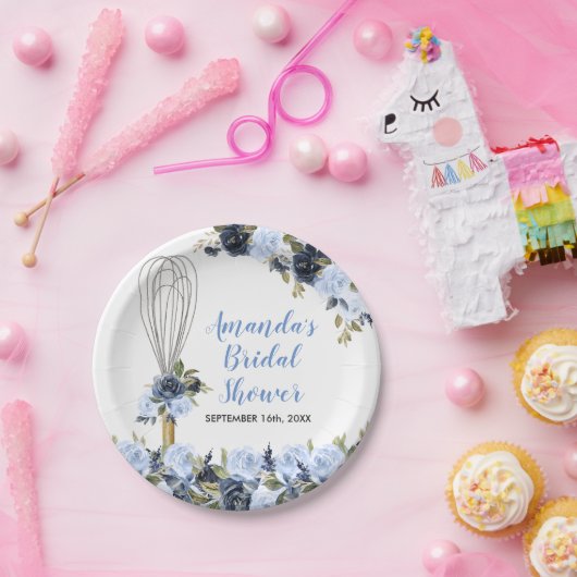すぐにブライダルシャワー海軍遠くにの花を泡立てる ペーパープレート (パーティー)