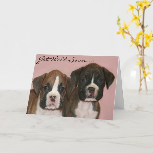 すぐにボクサーの子犬のグリーティングカードを取得 カード (黄色い花)