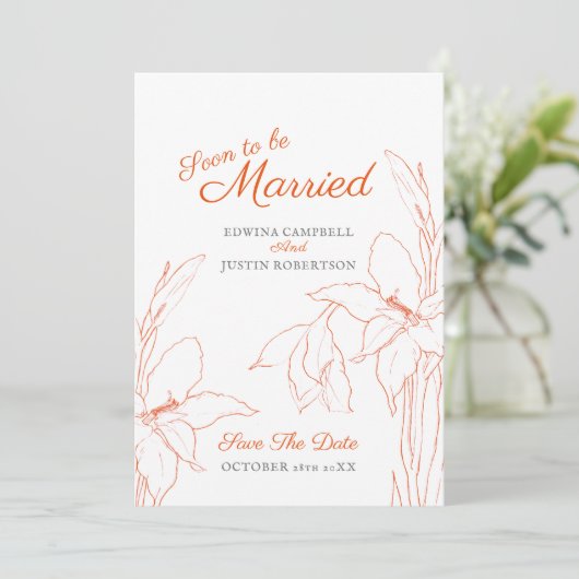 すぐにボタニカアート結婚したグラジオラスのオレンジ セーブザデート (スタンド正面)