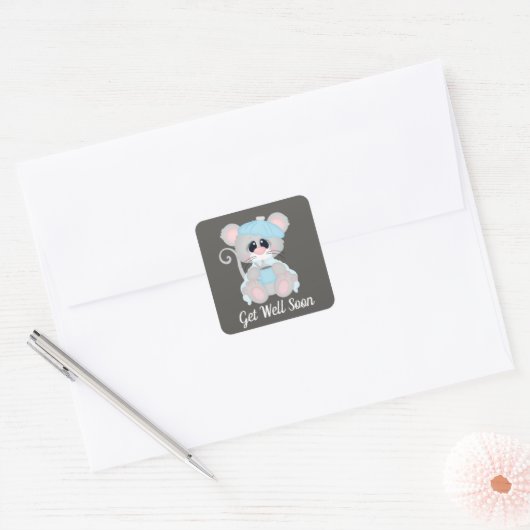 すぐにマウスの追加メッセージシールを取得する スクエアシール (封筒)