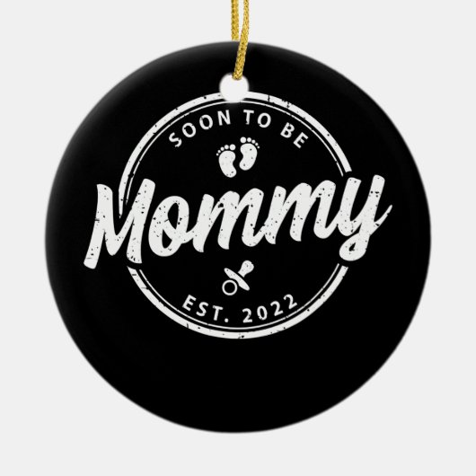 すぐにママになる2022新しいママ妊娠する セラミックオーナメント (正面)