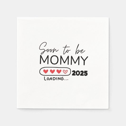 すぐにママになる2025バレンタインデー妊娠 スタンダードカクテルナプキン (正面)