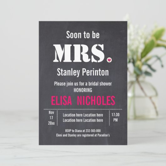 すぐにミセス・タイポグラフィ結婚のブライダルシャワー 招待状 (スタンド正面)