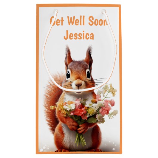 すぐにリスのかわいい名前を付けパーソナライズされたる スモールペーパーバッグ (裏面)