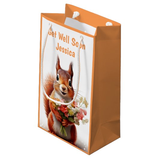 すぐにリスのかわいい名前を付けパーソナライズされたる スモールペーパーバッグ (裏面アングル)