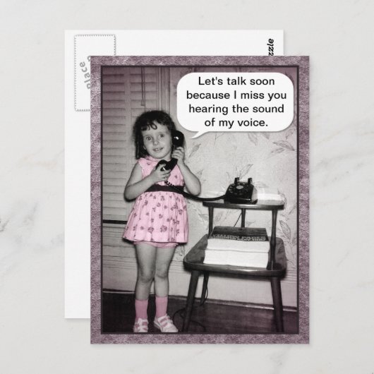 すぐにヴィンテージの写真の話の電話女の子のユーモア ポストカード (正面/裏面)