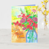 すぐに元気な水彩花を得る カード (黄色い花)