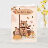 すぐに元気になってね　あたたかな秋の森の風景 カード (黄色い花)