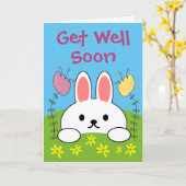 すぐに元気になるウサギ カード (黄色い花)