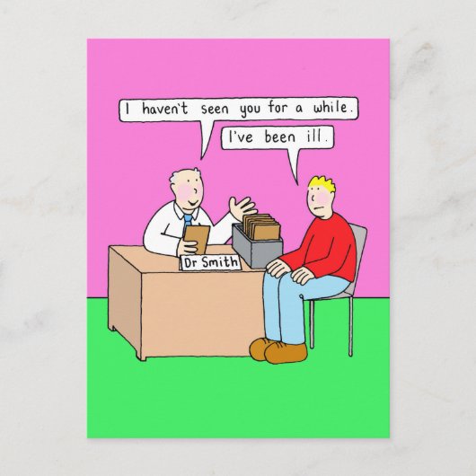 すぐに医者のオフィスでユーモアを解く ポストカード (正面)