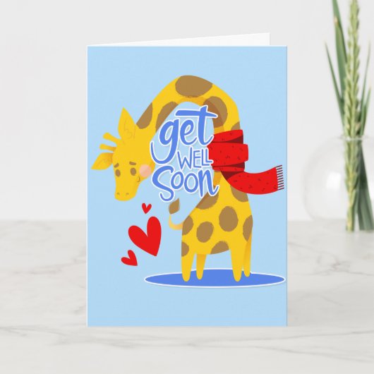 すぐに可愛いキリンの挨拶をする カード (正面)