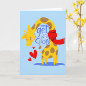 すぐに可愛いキリンの挨拶をする カード (黄色い花)