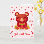 すぐに可愛いクマのグリーティングカードを取得 カード (黄色い花)