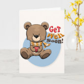 すぐに可愛いクマの挨拶をする カード (黄色い花)