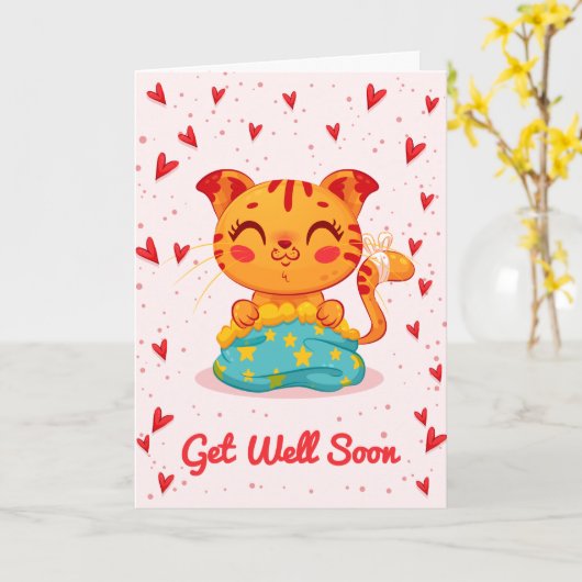 すぐに可愛い子猫挨拶 カード (黄色い花)