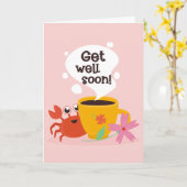 すぐに可愛い漫画のカニの挨拶を得る カード (黄色い花)