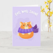 すぐに可愛い漫画の太いキツネ挨拶を得る カード (黄色い花)