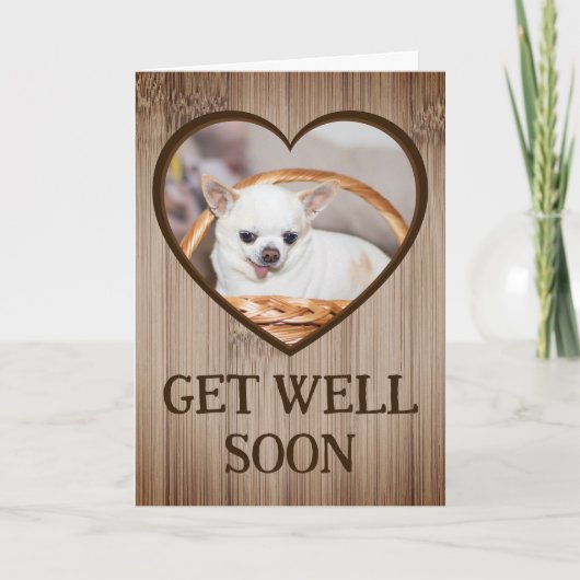 すぐに可愛い犬チワワのバスケットハート木材 カード (正面)