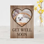すぐに可愛い犬チワワのバスケットハート木材 カード (黄色い花)