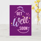 すぐに可愛い紫色の家の挨拶をする カード (黄色い花)