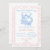 すぐに手遠くに引きブライダルシャワー 招待状 (正面/裏面)