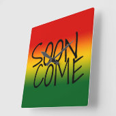 すぐに来られる-ジャマイカの方言 スクエア壁時計 (傾斜)