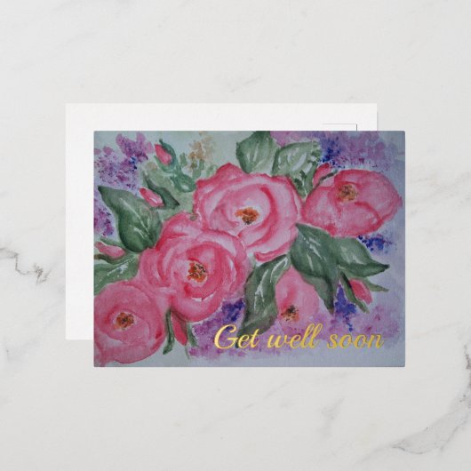 すぐに水の色のワイルドバラカードを取得 箔シーズンポストカード (正面/裏面)