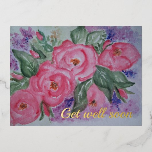 すぐに水の色のワイルドバラカードを取得 箔シーズンポストカード (正面)