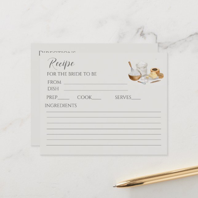 すぐに泡立遠くにブライダルシャワーレシピカード (正面/裏面インサイチュ)