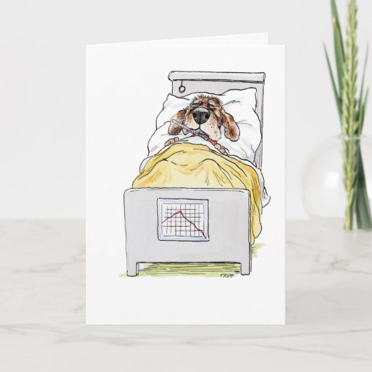 すぐに病気の犬のグリーティングカードを手に入れる カード (正面)