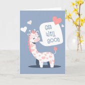 すぐに白い漫画のキリンの挨拶を得る カード (黄色い花)