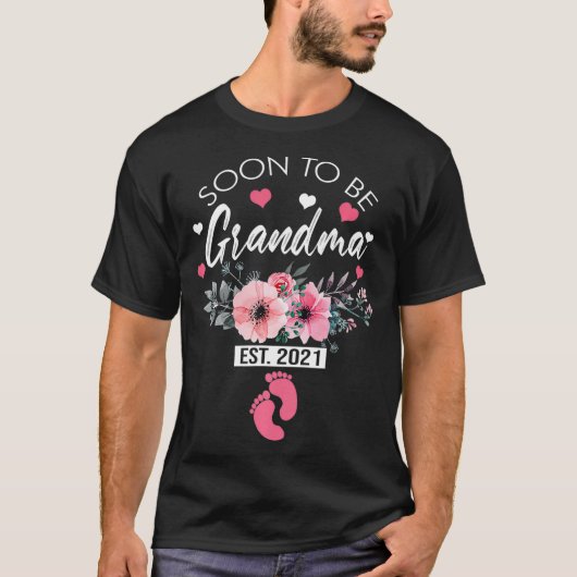 すぐに祖母になるEst 2021妊娠の発表 Tシャツ (正面)