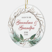 すぐに祖母のおじいちゃんパーソナライズされたリース セラミックオーナメント (左)