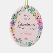 すぐに祖母の野花パーソナライズされたリース セラミックオーナメント (右)
