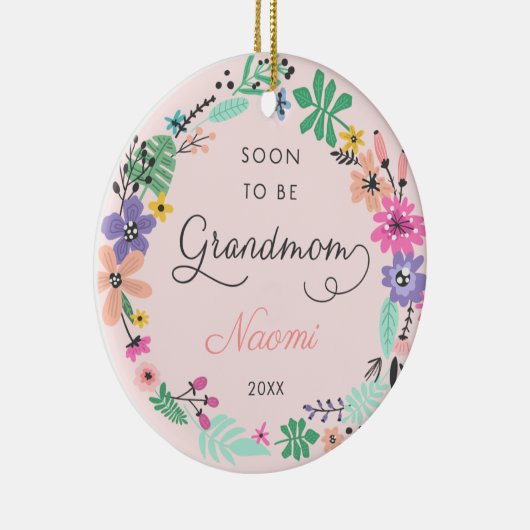 すぐに祖母の野花パーソナライズされたリース セラミックオーナメント (右)