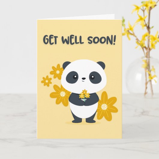 すぐに素敵なパンダのクマの挨拶を得る カード (黄色い花)