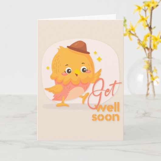 すぐに素敵な漫画のチキングリーティングを得る カード (黄色い花)