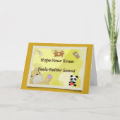 すぐに膝の手術を受けるテディベア カード (正面)