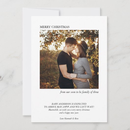すぐに3つの写真の妊娠の家族ミニマルになる 案内状 (正面)