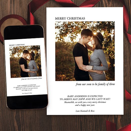 すぐに3つの写真の妊娠の家族ミニマルになる 案内状