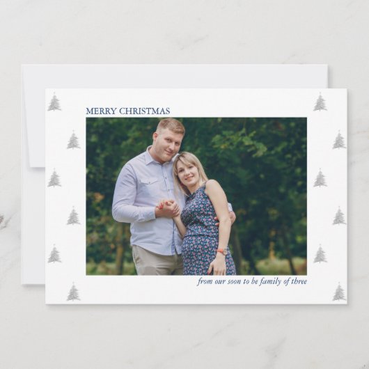 すぐに3つの写真の家族になる休日の妊娠 案内状 (正面)