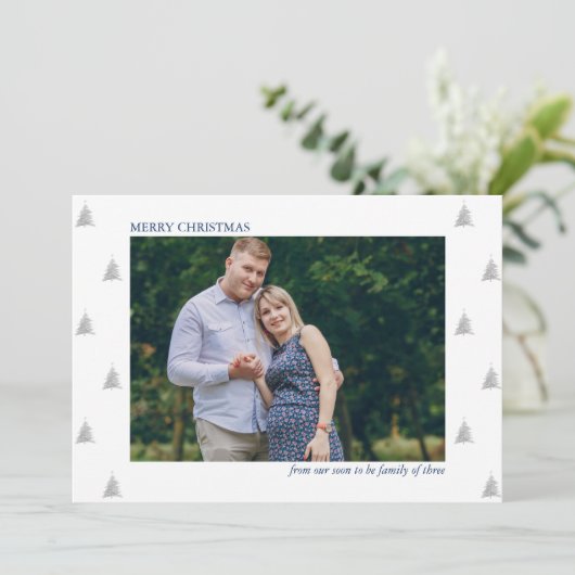 すぐに3つの写真の家族になる休日の妊娠 案内状 (スタンド正面)