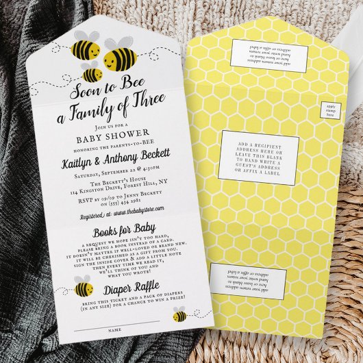 すぐに3人家族になる |赤ちゃんシャワー オールインワン招待状