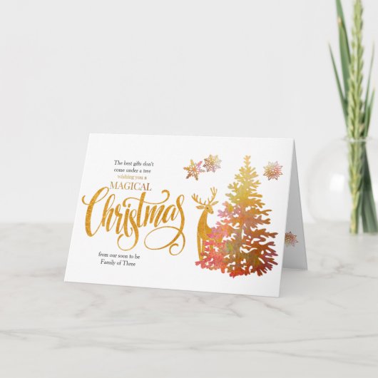 すぐに3本のクリスマスツリーの金ゴールドに シーズンカード (正面)